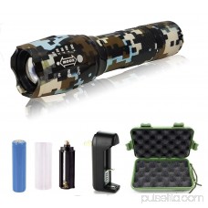 G1000 Military Tactical Flashlight 5 Modes Zoomable Adjustable Focus - Ultra Bright LED Tactical Flashlight - Full Kit (Camo Brown)